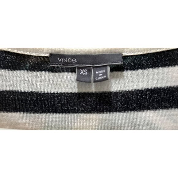 VINCE Deep Crewneck Top Oversized Shirt Knitted White Blue Stripes  Size XSmall - Picture 4 of 8